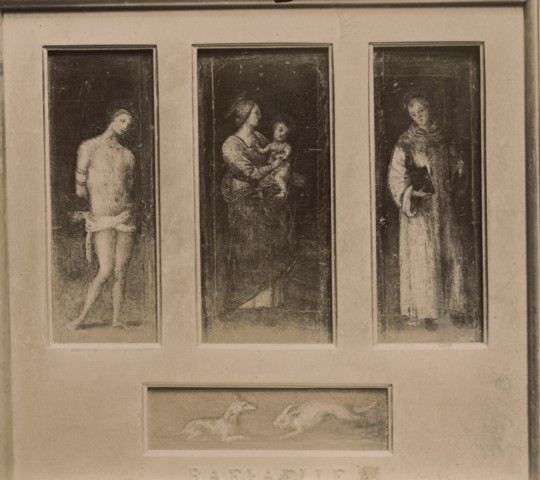 Anonimo — Anonimo umbro sec. XV/ XVI - Madonna con Bambino; San Sebastiano; San Leonardo — insieme